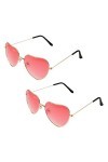 2 Paires Lunettes de Soleil Coeur Rose Couleur Dégradé Lunettes Soleil Hippies Vintage Années 70, 80 et 90 Lunettes Hippie po