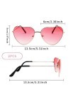 2 Paires Lunettes de Soleil Coeur Rose Couleur Dégradé Lunettes Soleil Hippies Vintage Années 70, 80 et 90 Lunettes Hippie po
