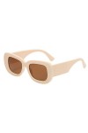 YAMEIZE Lunettes de Soleil Oversized Rectangulaires à Branches Larges - pour Femmes Hommes Lunettes Carrées Colorées protecti