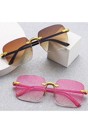 BASTOUR Lunettes de Soleil Rectangulaires Teintées Sans Monture, Classique Mode Rectangle Lunettes de Soleil, Lunettes de Sol