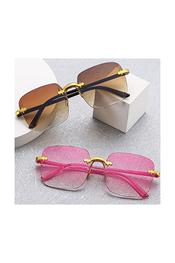 BASTOUR Lunettes de Soleil Rectangulaires Teintées Sans Monture, Classique Mode Rectangle Lunettes de Soleil, Lunettes de Sol