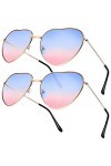 2 Paires de Lunettes Spécifications hippies Lunettes en Forme de Coeur pour Accessoire Déguisement Hippie, Cadre Or Rose Dég