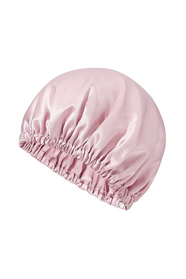 Mommesilk Bonnet de sommeil en soie pour femme - Élastique réglable - 22 momme - En pure soie de mûrier - Marron - Taille Uni