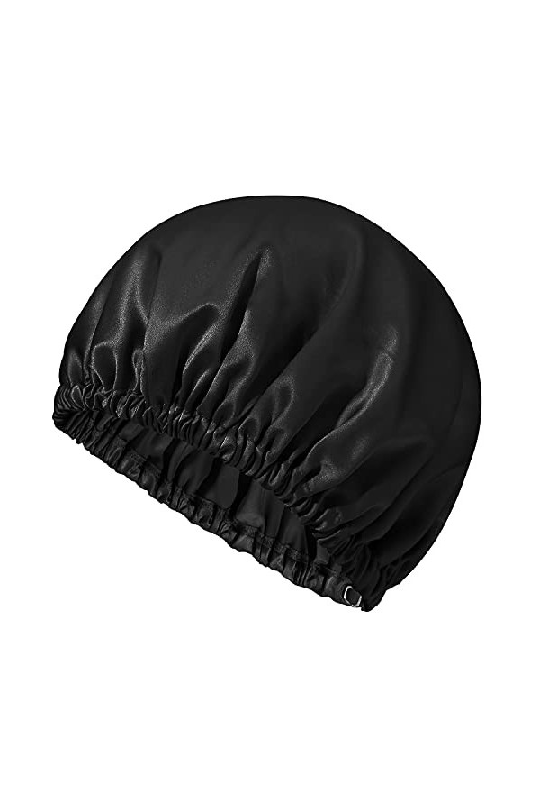 Mommesilk Bonnet de sommeil en soie pour femme - Élastique réglable - 22 momme - En pure soie de mûrier - Marron - Taille Uni