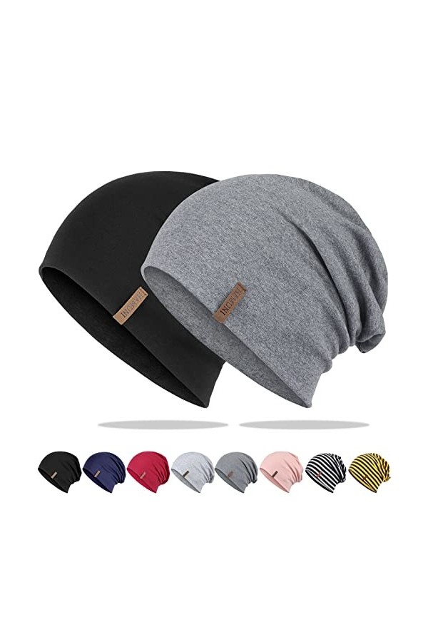 Bonnet pour femme homme et femme - Bonnet doux et fin en coton - Léger et respirant - Longbeanie - Jersey Chemo - Bonnet de c