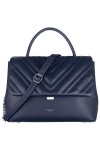David Jones - Sac Bandoulière Rabat Matelassé Chevron Femme - Cuir PU - Taille Moyenne - Elegant - Noir