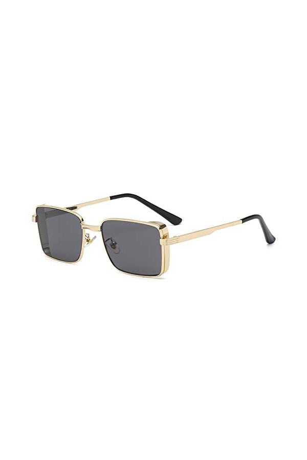 Lunettes de soleil semi-métalliques pour femmes et hommes, lunettes de soleil polyvalentes tendance, monture carrée basique p