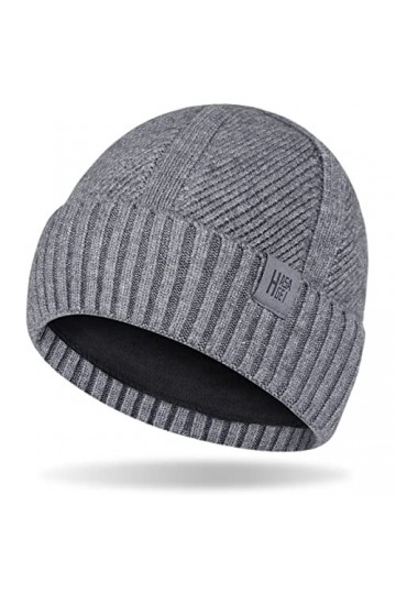 HASAGEI Bonnet en Tricot Thermique pour Homme et Femme avec Doublure Chaude en Polaire - Bonnet dhiver Moderne Doux et élast