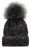 styleBREAKER Bonnet pour Femmes en Maille avec Pompon en Fourrure, avec Motif tressé en dégradé de Couleurs, Paillettes et Do