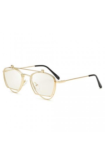 YIERJIU Lunettes Lunettes de Soleil à Double lentille Designer de Marque de Mode de Flip up Lunettes de Soleil Punk pour Homm