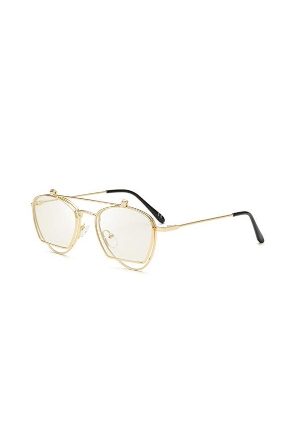 YIERJIU Lunettes Lunettes de Soleil à Double lentille Designer de Marque de Mode de Flip up Lunettes de Soleil Punk pour Homm