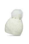 Caspar MU191 Bonnet en tricot avec pompon en fausse fourrure et paillettes pour femme, Taille:Taille unique, Couleur:rose
