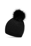 Caspar MU191 Bonnet en tricot avec pompon en fausse fourrure et paillettes pour femme, Taille:Taille unique, Couleur:rose