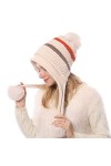 TENDYCOCO Bonnet en Tricot avec Chapeau péruvien Pom Pom Bonnet Oreille Hiver Chapeaux pour Femmes