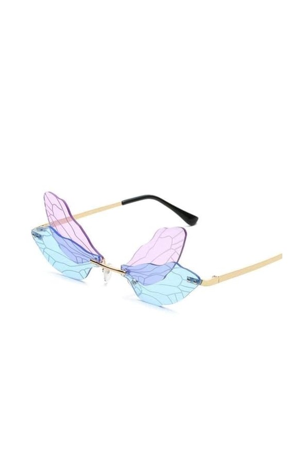 RJSQAQE GLIMDA Y0K0 Lunettes de soleil tendance pour femme Violet Motif bleu. libellule,