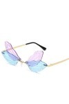 RJSQAQE GLIMDA Y0K0 Lunettes de soleil tendance pour femme Violet Motif bleu. libellule,