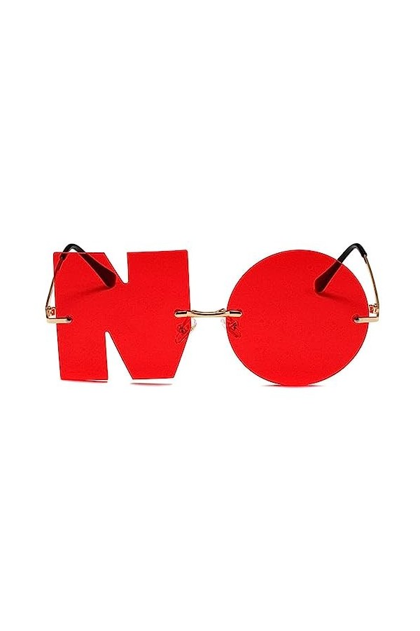 Povanjer soleil lettre NO,soleil drôles irrégulières | 2023 Lettre Aucune nouveauté Lunettes Conception sans monture Anti-UV 