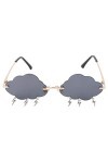 ifundom Lunettes de soleil sans monture - Monture irrégulière - Lunettes de soleil nuage pour femme - Lunettes ondulées sans 