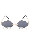 ifundom Lunettes de soleil sans monture - Monture irrégulière - Lunettes de soleil nuage pour femme - Lunettes ondulées sans 