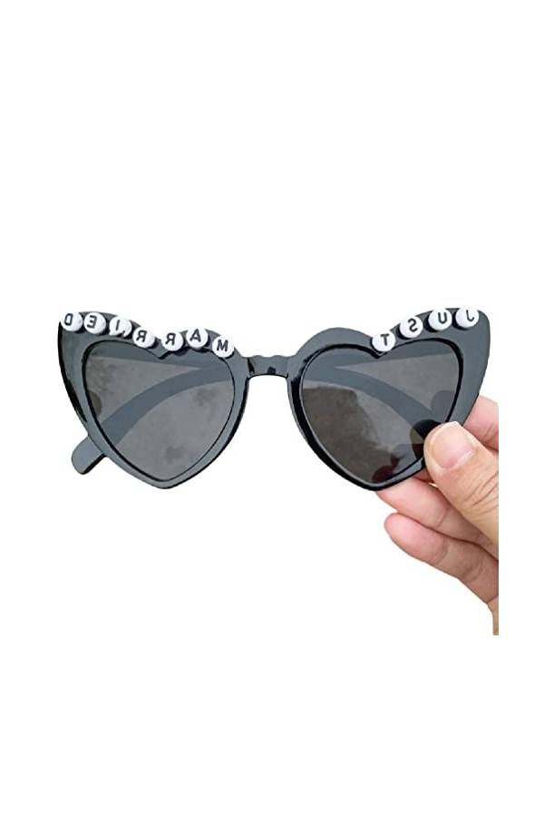 Lunettes de soleil de fête de mariage pour femme été extérieur Just Married Lettre Cadre de lunettes tendance féminine pour a