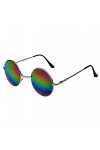 KIRALOVE Lunettes de soleil jhon lennon - hippie - rondes - homme - femme - unisexe - polarisées uv400 - monture argentée - v