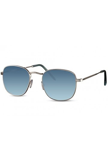 Cheapass Lunettes de soleil Hommes Femmes Verres Étroits Inspirés Bleus Encerclés UV400 avec Branches Argentées en Métal