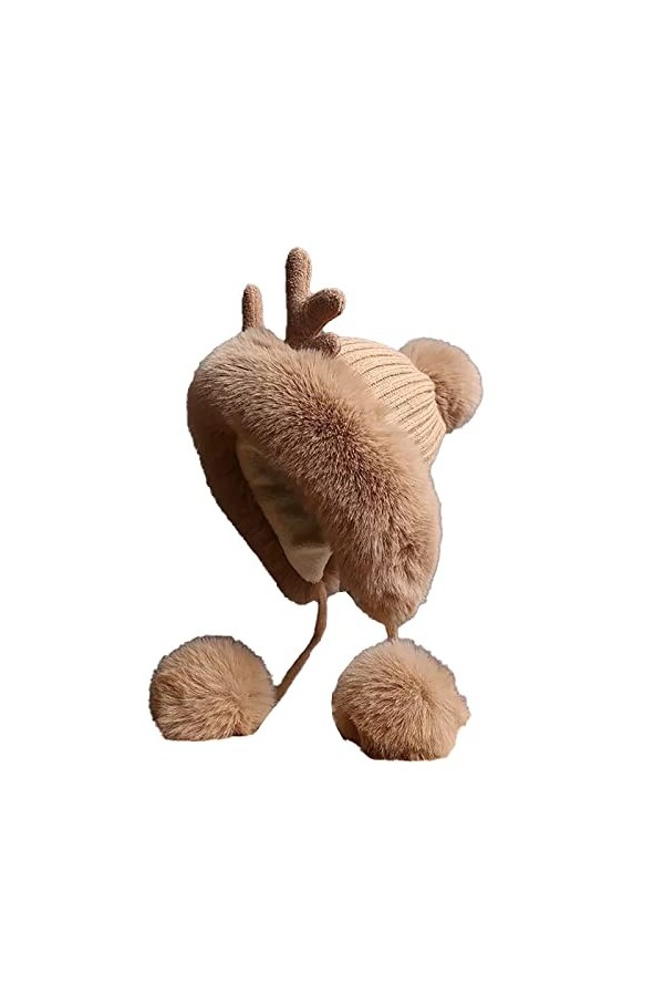 YCYUYK Bonnet dhiver pour femme - Écharpe péruvienne - Cache-oreilles de ski - Double couche - Doublé en polaire - Pompons, 