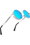 RUICHUANGS Lunettes de soleil Polarisées, Ronde Rétro Métal Cadre Steampunk pour Homme et Femme Unisexe avec protection UV400