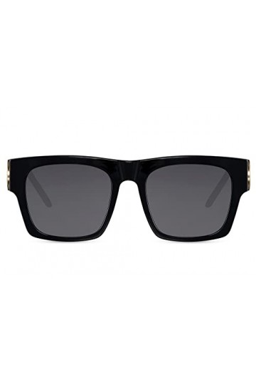 Cheapass Lunettes de Soleil Larges Oversize Style de Papillon avec Monture Noire Brillante et Verres Bleus Dégradés et Décora