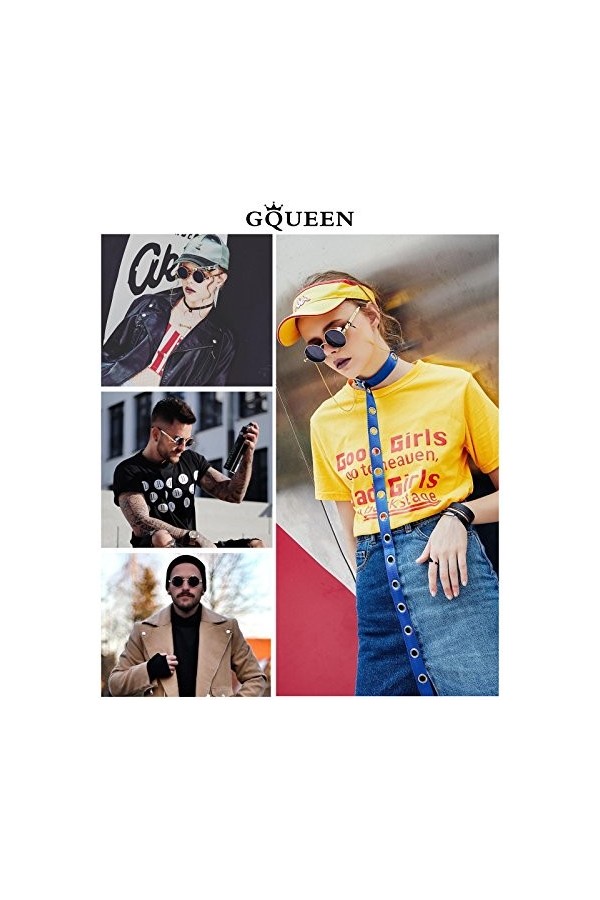 GQUEEN QUEEN Lunettes de soleil Polarisées Ronde Rétro Métal Cadre Steampunk pour Homme et Femme Unisexe avec protection UV40