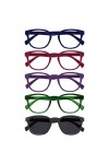 Opulize Pop Pack 5 Lunettes De Lecture Avec Lecteur Soleil Rétro Bleu Rose Pourpre Vert Gris Hommes Femmes RRRRS2-34567 +2,50