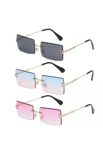 3 paires de lunettes de soleil sans cadre pour femmes, lunettes de soleil rectangulaires vintage, lunettes de protection unis