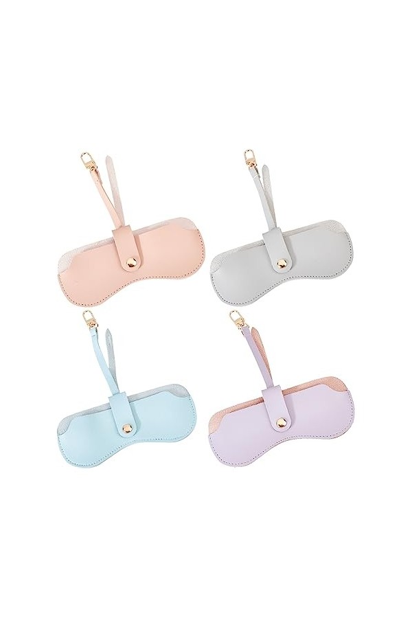 AHANDMAKER 6 Pochette pour Lunettes de Soleil à Pression, Étui à Lunettes de Soleil en Cuir PU Sacs Étui à Lunettes Portable 