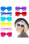Lot de 8 lunettes de soleil en forme de cœur - Lunettes de fête rétro - Lunettes de fête colorées sans bordure - Lunettes de 