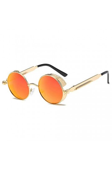 Treadwell Lunettes de Soleil Rondes en Métal Femmes Lunettes de Mode Vintage Lunettes de Soleil Uv400 Or + Orange 