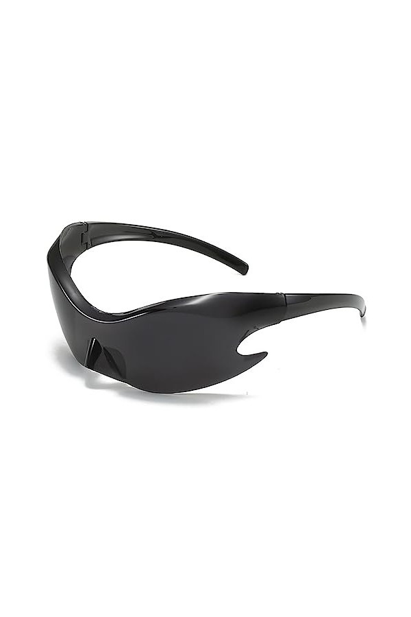 Cicano Lunettes de soleil de sport surdimensionnées sans monture pour homme et femme, noir/gris