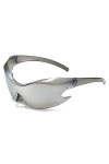 Cicano Lunettes de soleil de sport surdimensionnées sans monture pour homme et femme, noir/gris