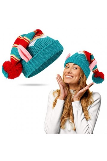 SATINIOR Chapeaux de Noël Bonnet Tricoté Chaud Drôle Chapeaux de Père Noël Élégant Bonnet dElfe à Pompon Hiver pour Fête Nou