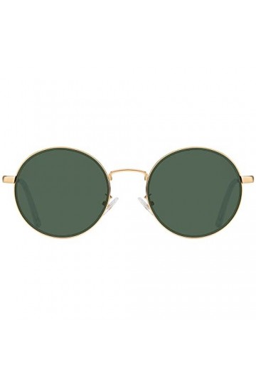 H HELMUT JUST Lunettes de Soleil Femme Homme Ronde Vintage Verres Vert Protection UV400 Anti UVA UVB