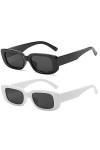 RUNHUIS Lunettes de soleil rétro rectangulaires pour femme et homme - Lunettes de soleil Chunky vintage Small Square Fashion,