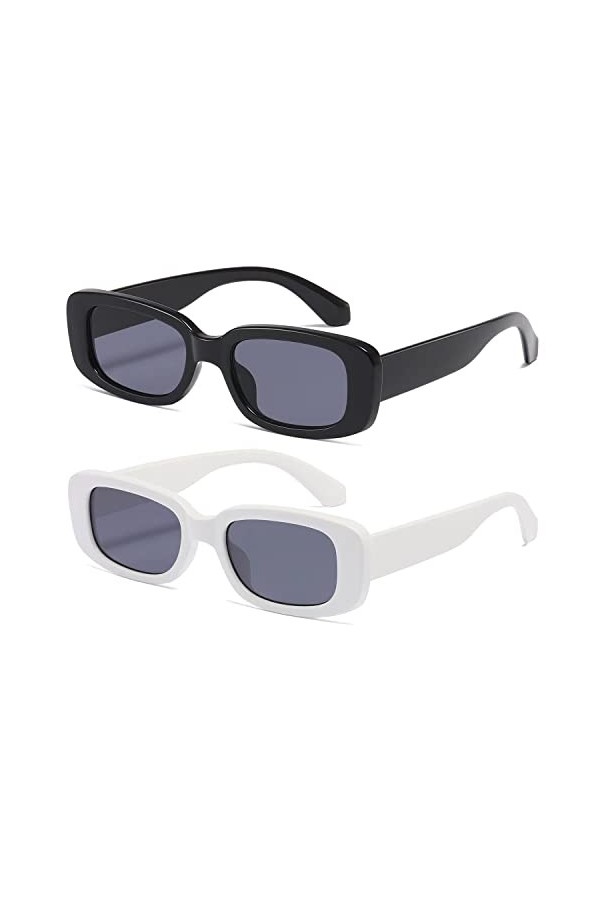 kimorn Rectangulaire Lunettes de Soleil pour Femmes Hommes Tendance Rétro Mode Lunettes 90s Vintage UV 400 Protection Carré 