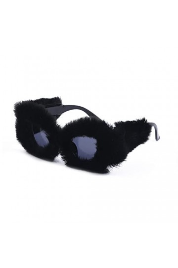 Dollger Lunettes De Soleil Femme Oeil De Chat Grand Punk Fourrure Douce Velours Lunettes de Noël Fête Nouveauté Lunettes de M