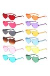 12 Paires de Lunettes en Forme de Cœur hippie rétro, Lunettes de Soleil en Forme de Coeur, Lunettes de Fête, Lunettes de Sole
