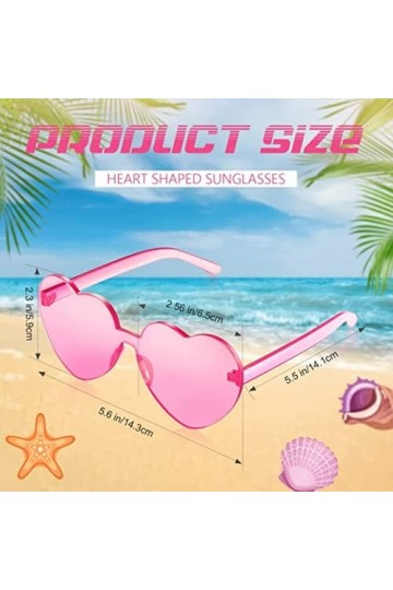 12 Paires de Lunettes en Forme de Cœur hippie rétro, Lunettes de Soleil en Forme de Coeur, Lunettes de Fête, Lunettes de Sole