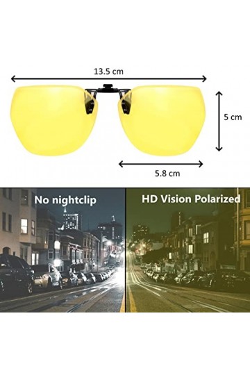CREYESTAL Clip Lunettes Conduite de Nuit Polarisées, Anti-Eblouissement et Ultra léger, Surlunettes Verres Jaunes, Homme, Fem