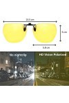CREYESTAL Clip Lunettes Conduite de Nuit Polarisées, Anti-Eblouissement et Ultra léger, Surlunettes Verres Jaunes, Homme, Fem