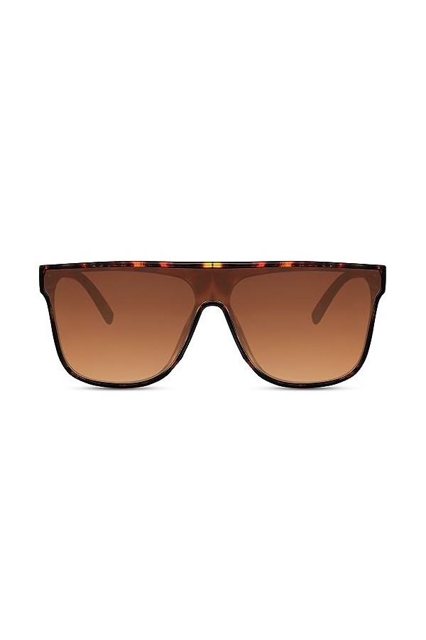 Cheapass Lunettes de Soleil Marron Léopard Oversize XXL UV400 Lunettes Femmes