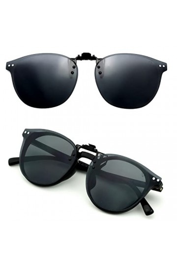 CREYESTAL Clip Lunettes de Soleil Polarisées, Relevable et Ultra léger, Surlunettes de soleil, Clip Solaire, Homme, Femme, 10