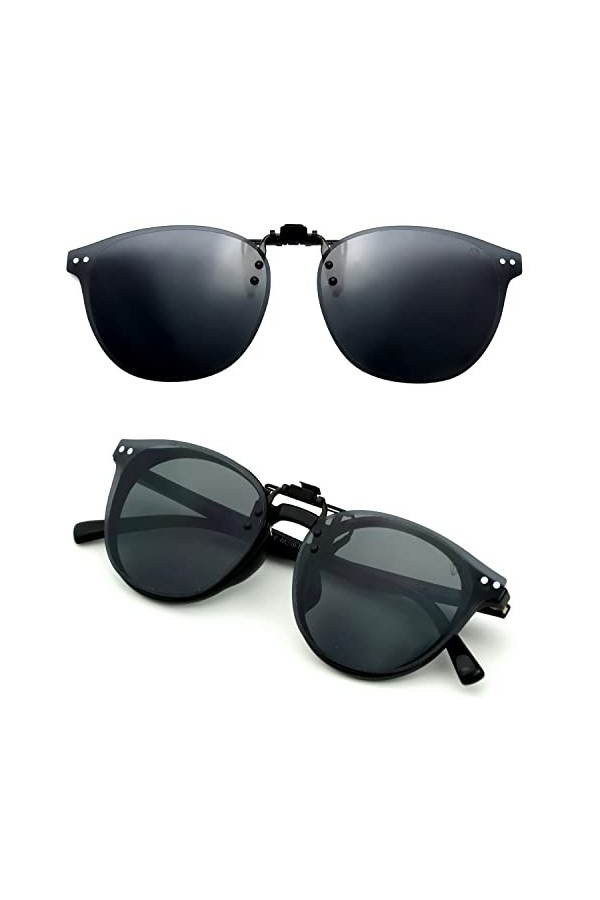 CREYESTAL Clip Lunettes de Soleil Polarisées, Relevable et Ultra léger, Surlunettes de soleil, Clip Solaire, Homme, Femme, 10