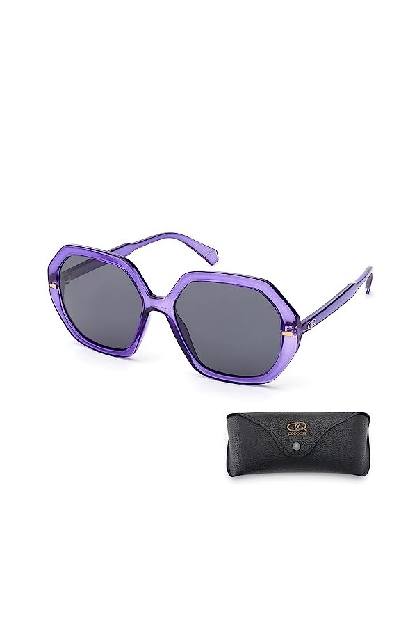 QQDDOSS Lunettes De Soleil Femme Homme Polygonales Surdimensionnées Mode Heptagon Lunettes De Soleil Femme Polarisées Tendanc